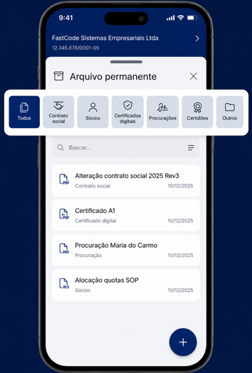 Tela do Arquivo permanente no Consultare App, portal do cliente da Consultare Contabilidade